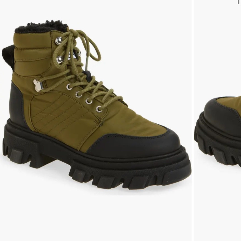 Ganni Faux Shearling Hiking Boot